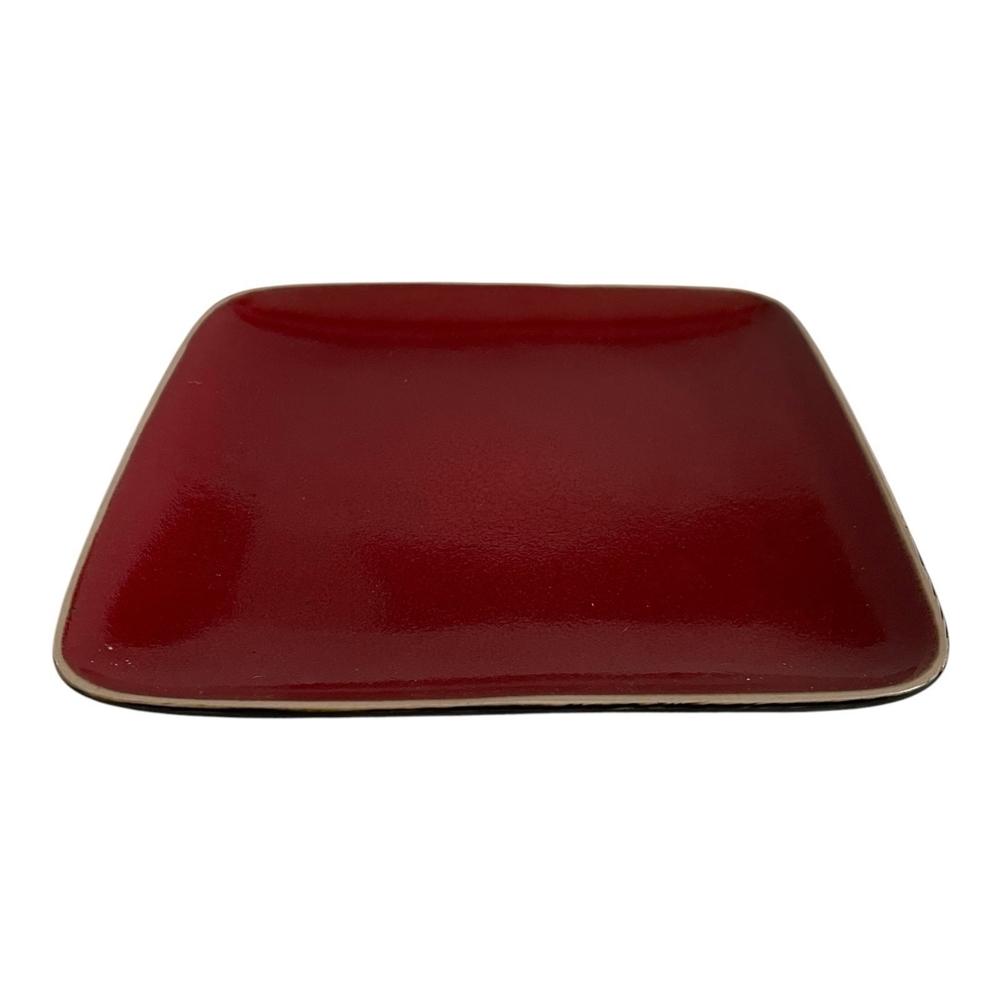Ty Pennington Style Square Dinner Plates Red Black Set of 3 10" VG